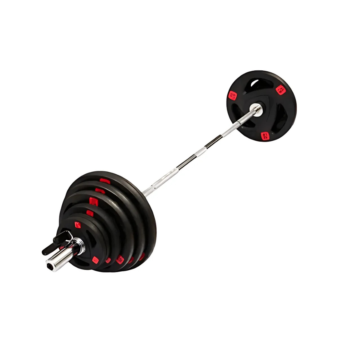 Discos (7) Set Olímpico Plastificado Completo con Barra y Discos